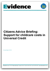 Support for childcare costs in universal credit briefing cover